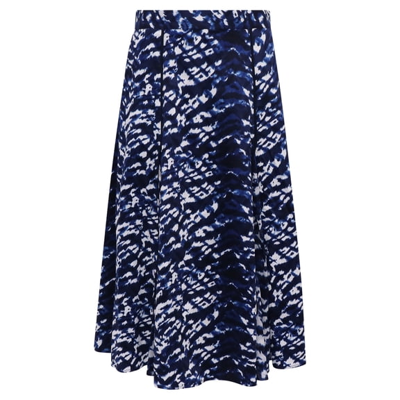 Pre-Owned Diane Von Furstenberg Tie-Dye Print Midi Skirt in Blue Cotton