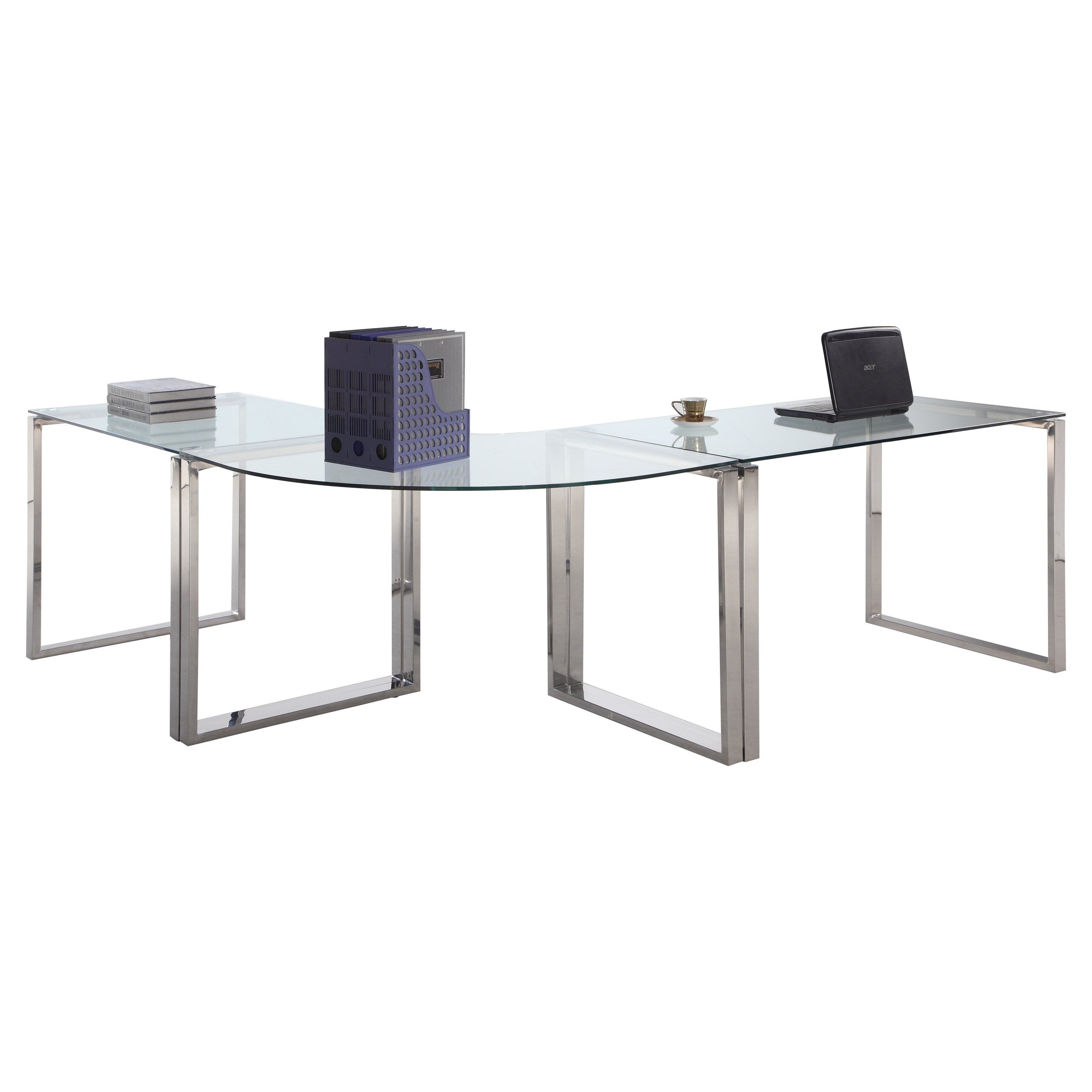 Chintaly Finnigan Modern Glass Computer Desk Com