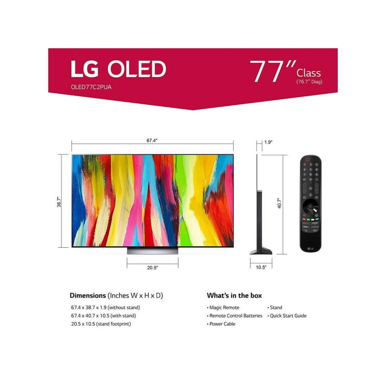 LG 77 Class 4K UHD OLED Web OS Smart TV with Dolby Vision C2 Series  OLED77C2PUA 
