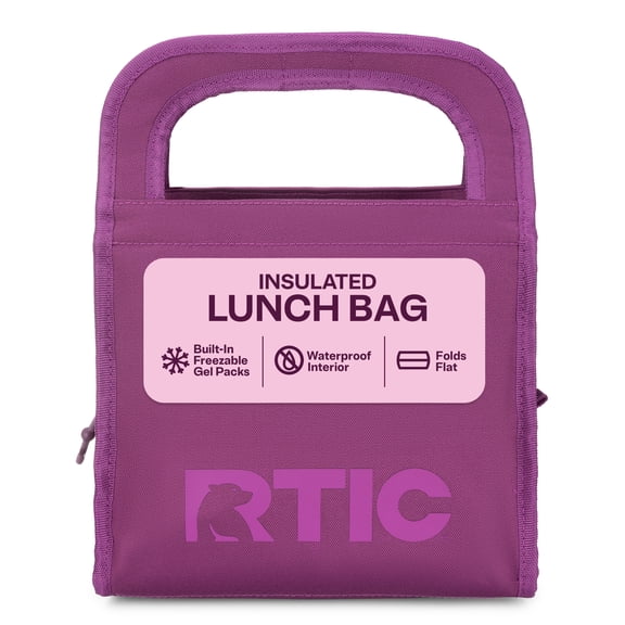 RTIC Insulated Lunch Bag, Soft-Sided Freezable & Collapsible Cooler, Berry Jam