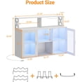 thumbnail image 2 of 47" Wine Cabinet with LED Light, Home Coffee Cabinet with Wine Rack and Glass Holder, Coffee Bar Buffet Sideboard Storage with Power Outlets, for Living Room, Dining Room, White, 2 of 7