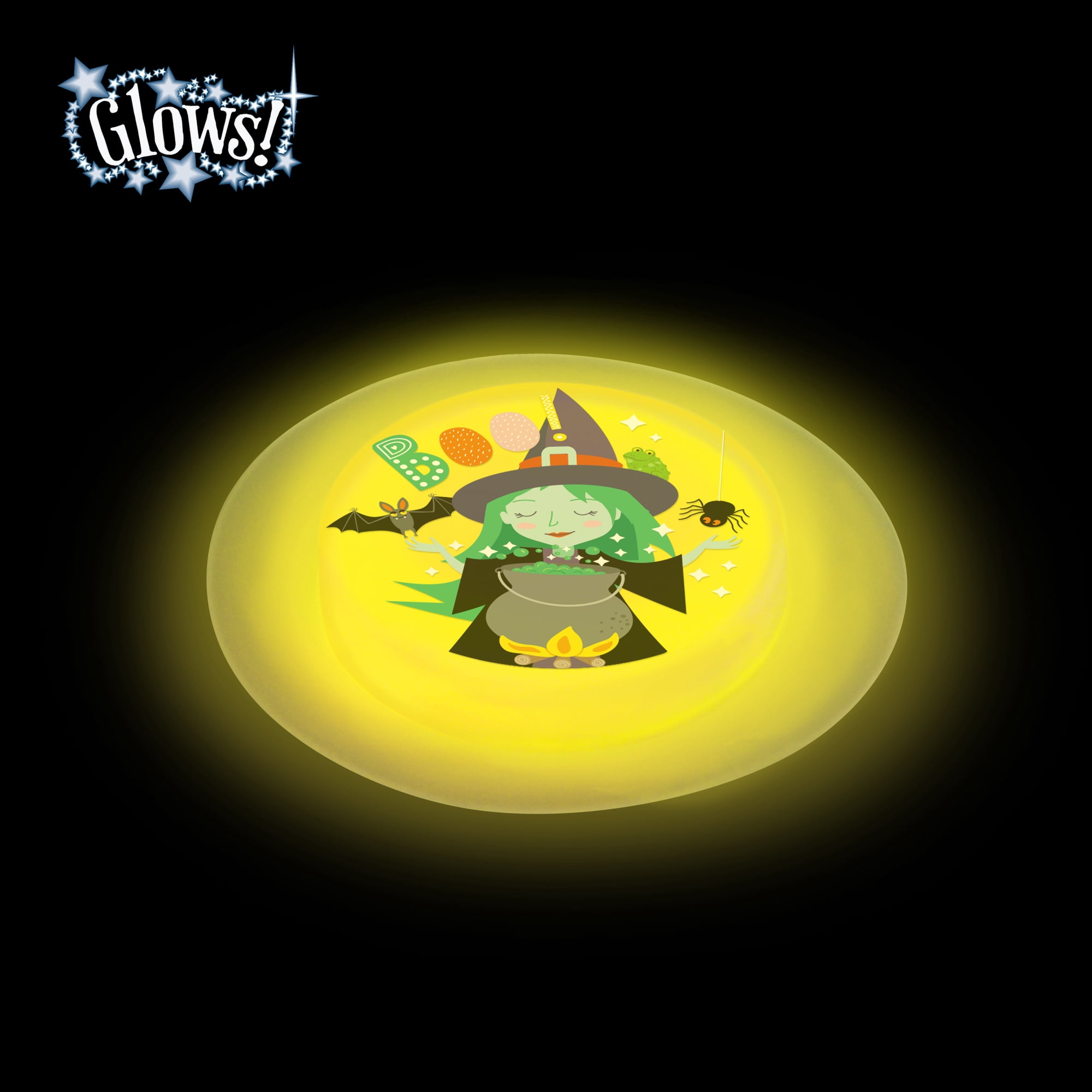 Vendor Labelling Halloween 1ct Yellow Glow Button, Witch, 3.5inch,