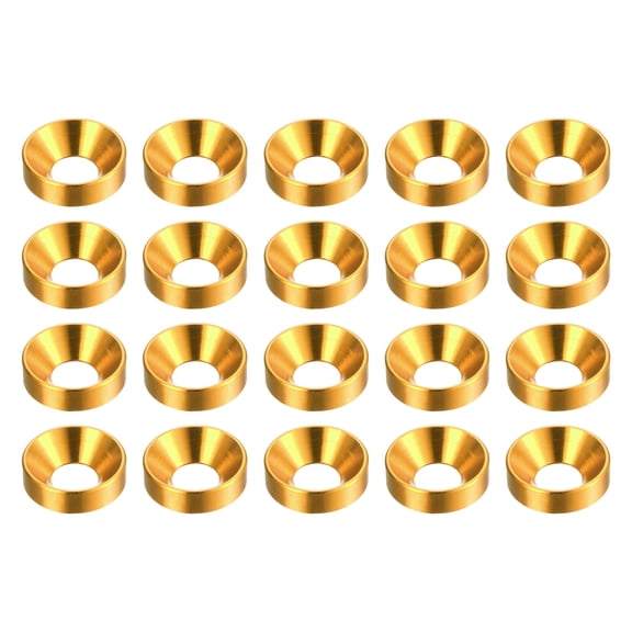 Uxcell 20pcs Countersunk Washer M5 Anodized Aluminum Alloy Finishing Washers, Golden
