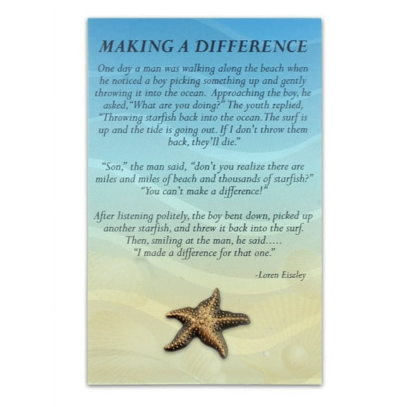 Starfish Lapel Pin on Starfish Story Card Make A Profound Difference Gift