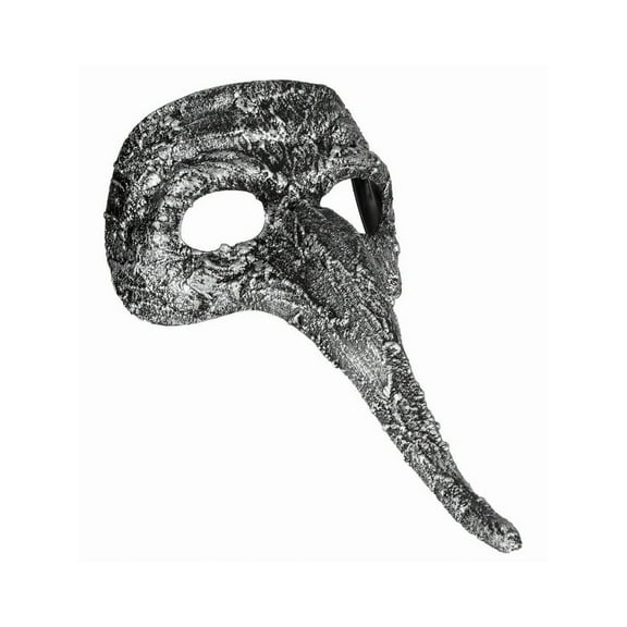 Halloween Textured Long Nose Mask Silver