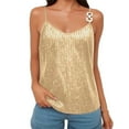 thumbnail image 2 of Tittly Spring Tops for Women Tank Top for Women Sequins Camisole Tops For Women Holiday Night Club Concert Outfits Spaghetti Strap Glitter Tank Tops Sleeveless Top Vest for Women Yellow M, 2 of 7