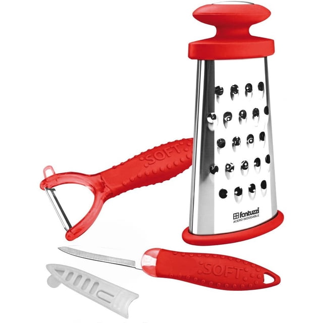 UTENSILIOS DE COCINA 3 PZAS LUGANO ACERO INOXIDABLE MANGO ERGONOMICO ROJO MAGEFESA Magefesa 84291/13335045