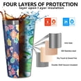 thumbnail image 3 of 16oz Tumblers Pioneer Flower Floral Print Pattern Stainless Steel Vacuum Insulated Double Wall Travel Tumbler Cups Mug with Lid and Straw,Cleaning Brush for Coffee,Tea, 3 of 4