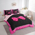 thumbnail image 2 of Erosebridal Cute Polka Dots Bowtie Bedding Comforter Set 7pcs for Kids Girls,Cartoon Bowknot Queen Bedding Sets for Teens,Pink Reversible,Breathable Home Decor, 2 of 6