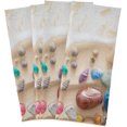 thumbnail image 6 of Summer Sea Water Tea Towels 4 Pack Beach Colorful Seashell Kitchen Dish Cloth with Hanging Loop, 18"x28" Lint-Free Absorbent Towel for Kitchen Drying Wiping and Cleaning, 6 of 7