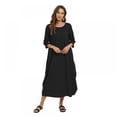 thumbnail image 5 of Women's Maxi Dresses Solid Kaftan Loose Cotton Long Dress, 5 of 6