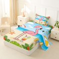 thumbnail image 2 of Castle Fairy Cartoon Beach Flamingo Twin Sheets 3pcs,Cocktail Hibiscus Tropical Border Bedding,Pink Sand,1 Fitted Sheet,1 Flat Sheet and 1 Pillowcase, 2 of 6
