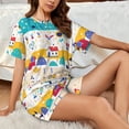 thumbnail image 4 of Gukieu Funny Farm Print Women's Short-sleeved Pajama Set, Round Neck Button Top Elastic Shorts 2-piece Set, Summer Home Leisure Clothing-Medium, 4 of 6