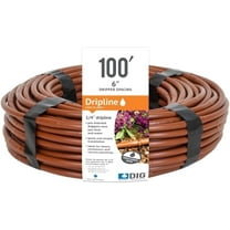 DIG SHB106  ¼” 100’ MICROLINE Dripline - Enhanced 6” Emitter Spacing, UV-Resistant, Perfect for Diverse Garden Layouts - Brown