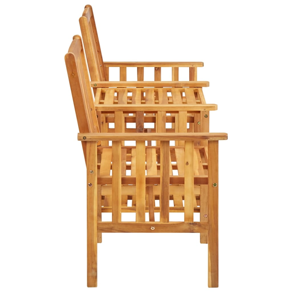 Lowestbest 3 Piece Outdoor Dining Set, Solid Acacia Wood Loveseat with Two-Tier Coffee Table Lowestbest 3 Piece Outdoor Dining Set, Solid Acacia Wood Loveseat with Two-Tier Coffee Table