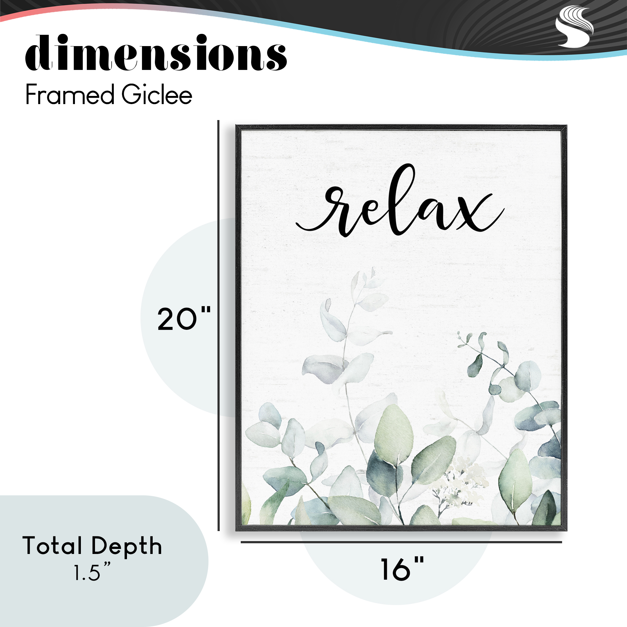 Relax Leafy Herbs Black Framed Giclee Art, design by Lettered and Lined