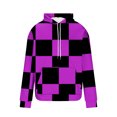 thumbnail image 5 of ZCFZJW Mens Casual Drawstring Hooded Sweatshirts Fashion Plaid Print Long Sleeve Warm Pullover Tops Trendy Oversized Baggy Hoodie Outwear Coat with Pocket Purple XL, 5 of 5