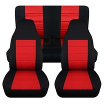 T181-Designcovers Fits 1987-1995 Jeep Wrangler YJ 2door Cotton Seat Covers:Black and Red - Full Set
