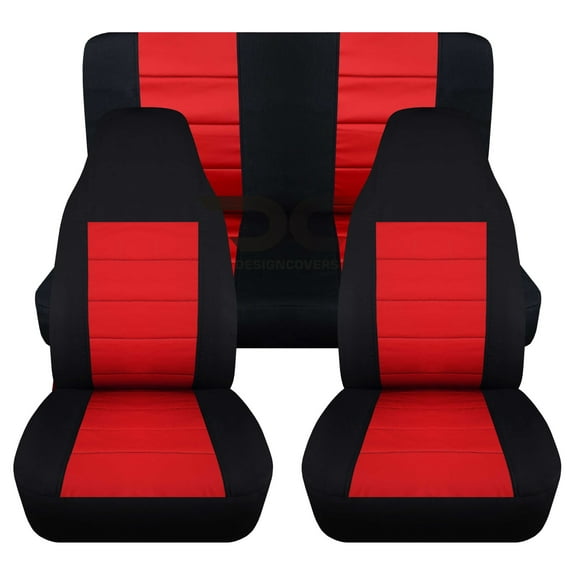T201-Designcovers Fits Black and Red Cotton Seat Covers for 1997-2002 Jeep Wrangler TJ - Protect and Enhance Your Ride