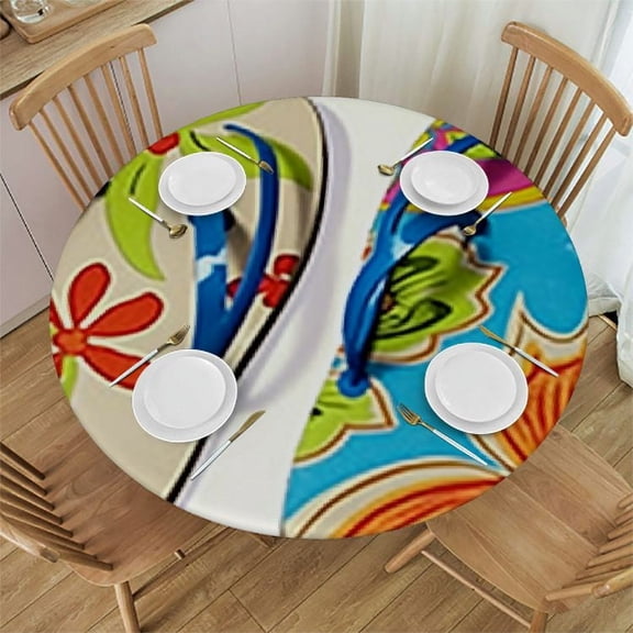 HAOXIT Round Decorative Tablecloth, Washable and Reusable Table Cloth Cover for Indoor and Outdoor () 31-35