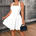 thumbnail image 2 of AURA Womens Plus Size Halter Neck Backless Mini Dress High Waist A Line Knit Spring Summer 2025, 2 of 6