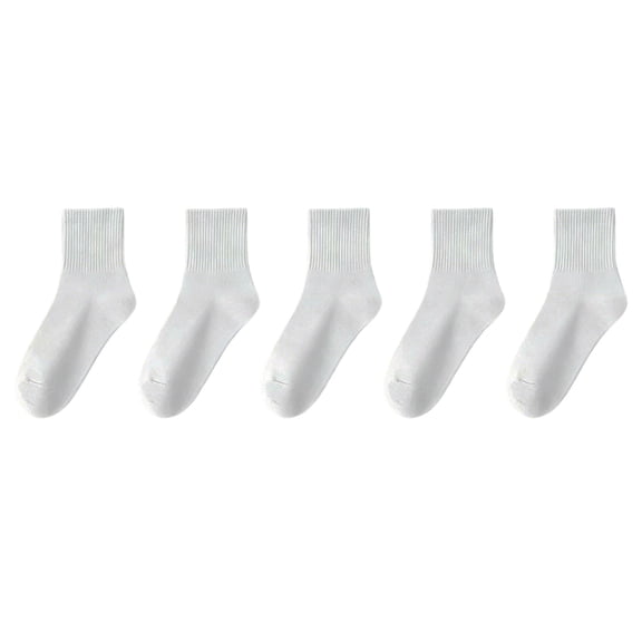 Garbnen Disposable Travel Socks 5 Pairs, No Wash Lazy Daily Socks, Lightweight Breathable Mid-Calf Socks for Women Men White