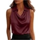 thumbnail image 3 of TaTaai Women's Elegant Sleeveless Lapel Draped Neck Satin Blouses Solid Color Fashion Casual Lightweight Tops Comfortable for Party Office Dating Gift, 3 of 8