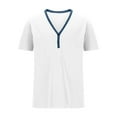 thumbnail image 1 of Birdeem Shirts for Men Mens V-Neck Solid Color Top Short Sleeve V-Neck Blouses Shirts, 1 of 1