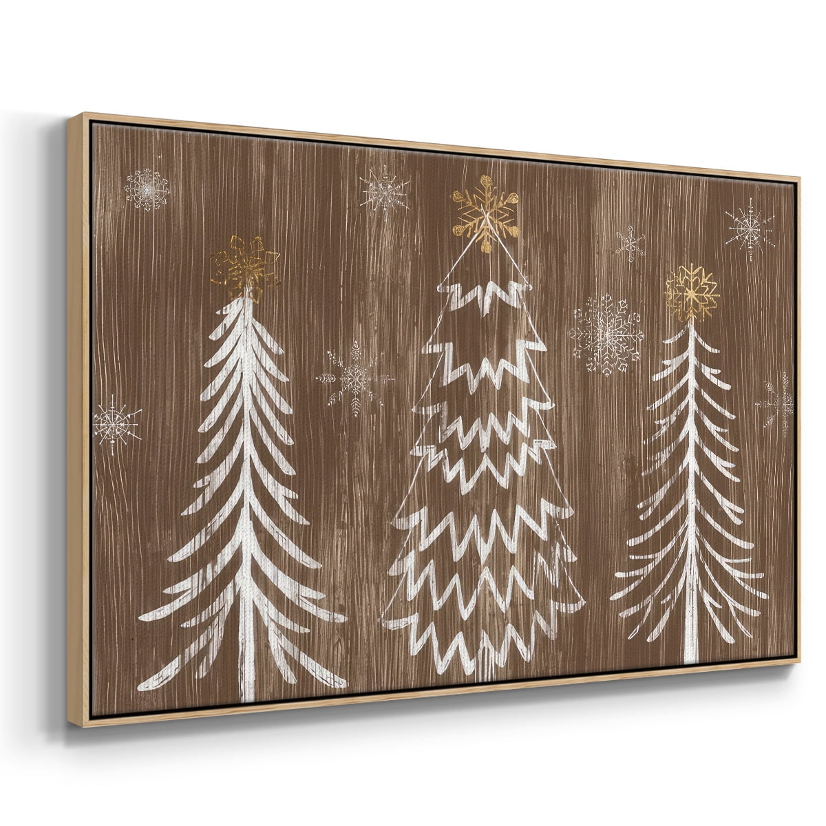 Barnwood Wonderland Collection A - Framed Gallery Wrapped Holiday Canvas - 25 x 37 - Natural Wood Frame