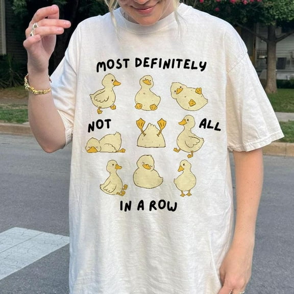 Most Definitely Not In A Row T-Shirt, Funny Cute Ducks Tee, Quirky Duck Design, Digital Download for Fun Lovers