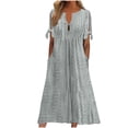 thumbnail image 3 of Fengqque Women Summer Dresses Short Sleeves V Neck Maxi Dresses Plus Size Boho Long Dresses Gray XXL(XXL), 3 of 6