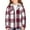 Deep Red, variant on Long Sleeve Plaid Button Down Shirt for Girls with Hood Casual Flannel Top Single Chest Pocket Classic Fit Design
