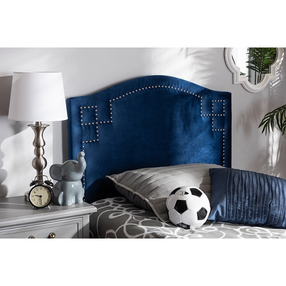 Aubrey Modern and Contemporary Royal Blue Velvet Fabric Upholstered Twin Size Headboard