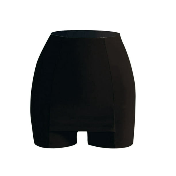 VISgogo Pantalones cortos de seguridad debajo de la falda para mujer, pantalones cortos de estilo simple con cintura elástica de doble capa de Color sólido, mallas de seguridad informales VISgogo moda