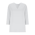 thumbnail image 6 of Lenpel 3/4 Length Sleeve Womens Tops Trendy Scalloped V Neck Basic Shirts Lightweight Casual Loose Comfy Soft Blouses, 6 of 6