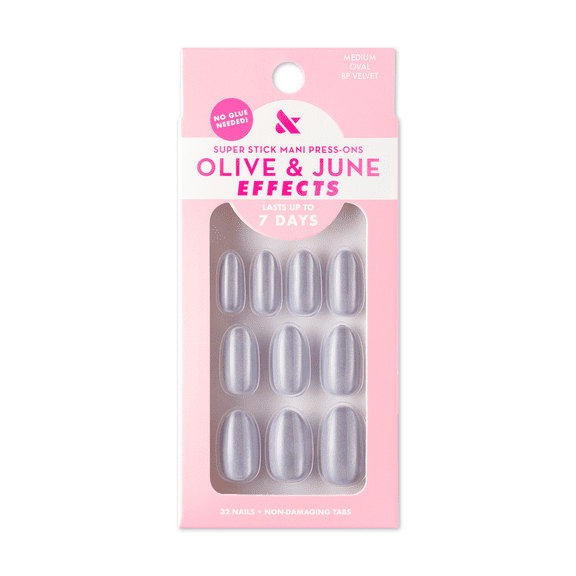Olive & June Super Stick Mani Oval Medium Press-On Tabs, BP Velvet, 32 Pieces
