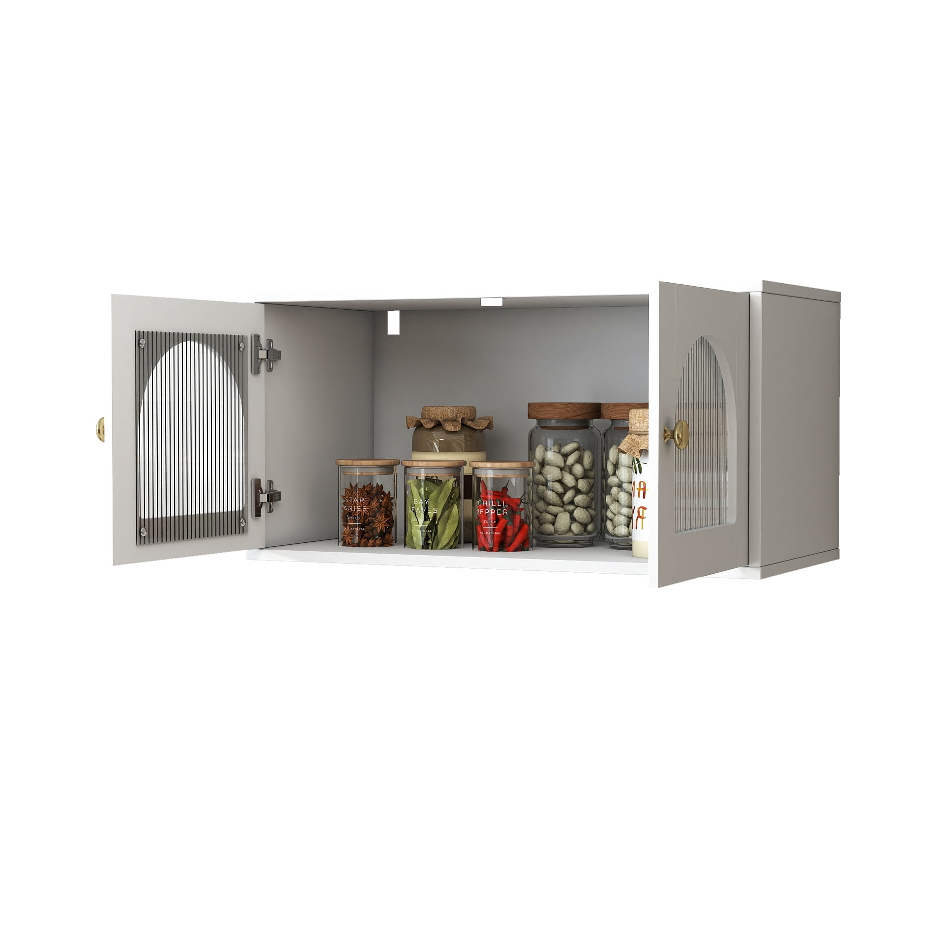 Wall Mounted Cabinet Glass Door Floating Storage Cabinet for Kitchen Bathroom Living Room, White