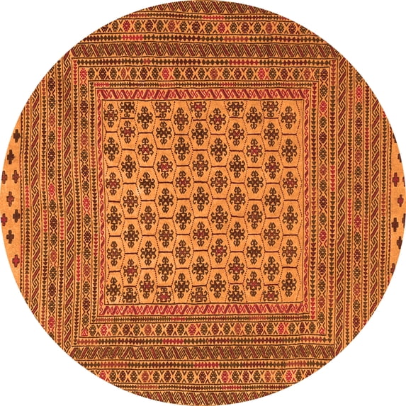 Ahgly Company Indoor Round Southwestern Orange Country Area Rugs, 8' Round