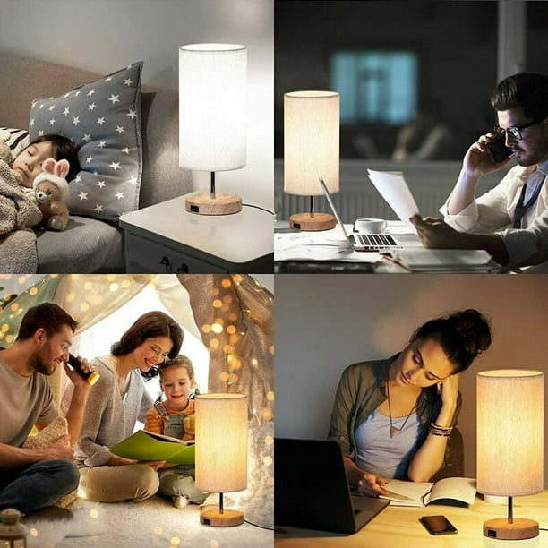 Pack Touch Control Bedside Lamps, 3 Color Temperatures and Continuous  Brightness, USB Charging Ports, Bedside Lamps Bulbs2 for Living Room Kids  Bedroom Office GLUROO [Energy Class A+] 