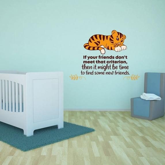 New Friends Tiger Animal Life Quote Cartoon Quotes Decors Wall Sticker Art Design Decal for Girls Boys Kids Room Bedroom Nursery Kindergarten Home Decor Stickers Wall Art Vinyl Decoration (8x10 inch)