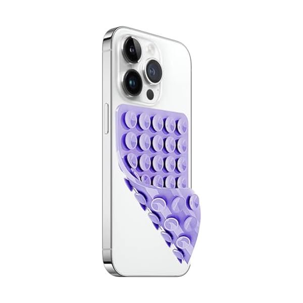wonima44 Anteel Silicone Suction Cup Phone Case Mount Double Sided, Hands-Free Strong Grip Silicon Phone Holder for Selfies and Videos, Non Slip Phone Accessories (Purple)