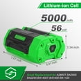 thumbnail image 3 of 56-Volt 5.0Ah EGO Replacement Battery For Power BA2800 BA4200 BA1400 with Fuel Gauge, 3 of 8