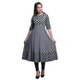 thumbnail image 1 of Bimba Robe Anarkali Grise à Pièces, Courbe Géométrique, Imprimé Diamant, Longue Robe Maxi, Kurtis Indiennes pour Femmes, Kurti Ethnique, XX-Grand, 1 of 5