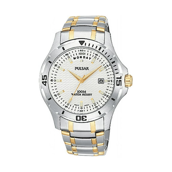 Pulsar Two Tone Stainless Steel Silver DIial Quartz Men's Watch PVM025