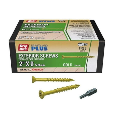 

Grip-Rite 5030173 PrimeGuard Plus No. 9 x 2 in. Star Flat Head Deck Screws Gold - 1 lbs - Pack of 12