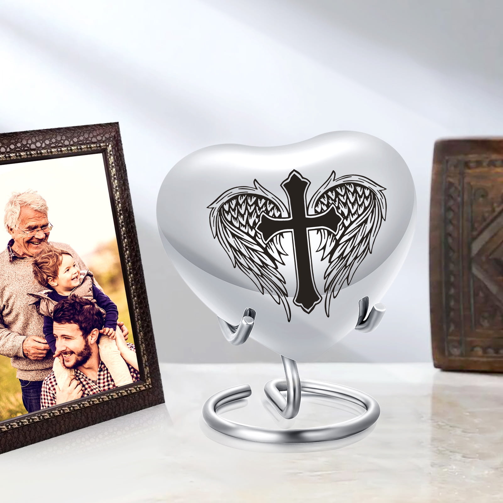 Heart Keepsake Urn - For Human Ashes Mini Urn with Box & Stand  Heart Shaped Urn Memorial Small Keepsake Urn Handcrafted Small Memorial Urn for Ashes