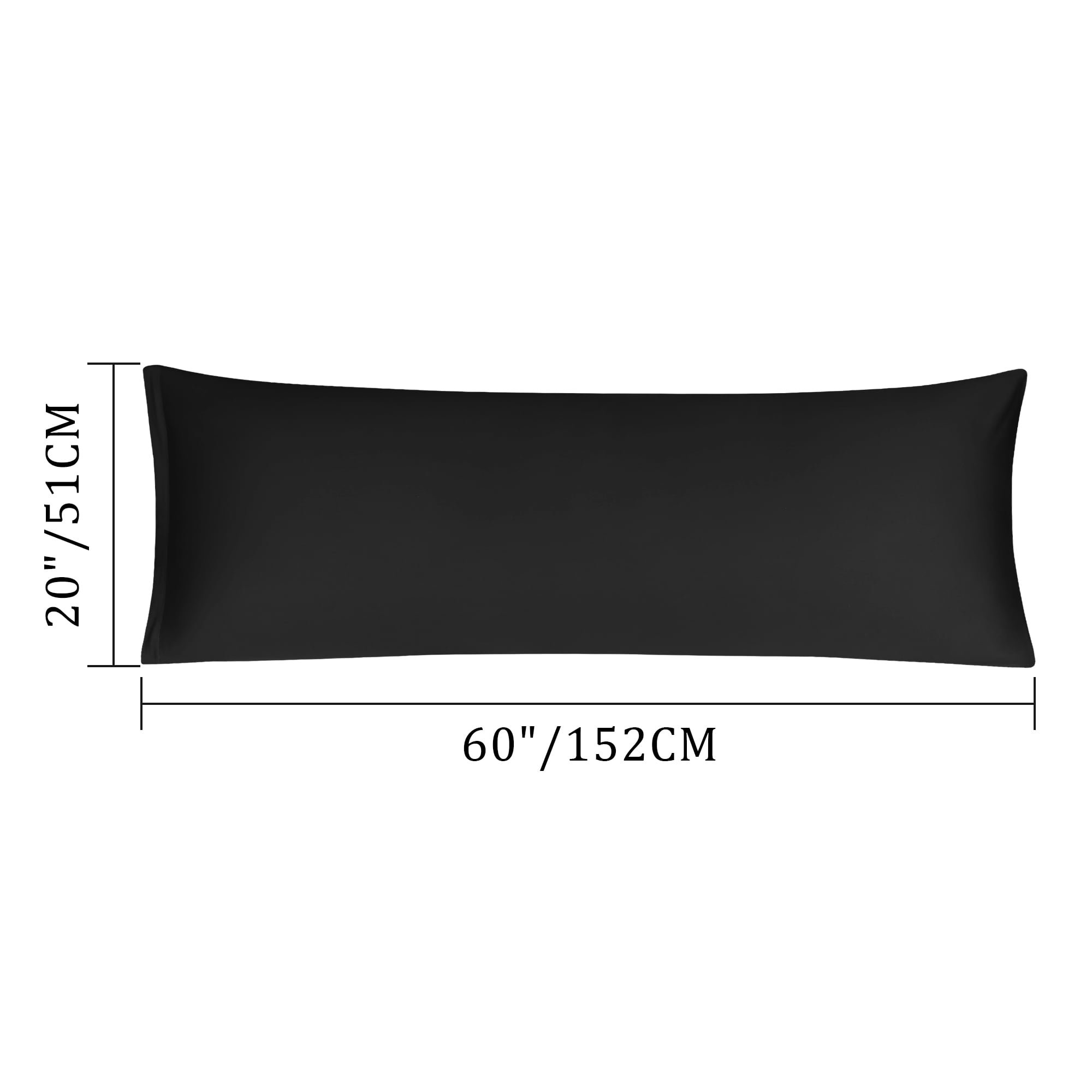 Unique Bargains Egyptian Cotton Zipper Long Body Pillow Cover Black 20" x 60"