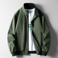 thumbnail image 2 of ZCFZJW Lightweight Thin Jackets for Men Big and Tall Regular Fit Casual Long Sleeve Full Zip up Bomber Jacket Trendy Windbreaker Outwear Coat with Pockets Army Green L, 2 of 9