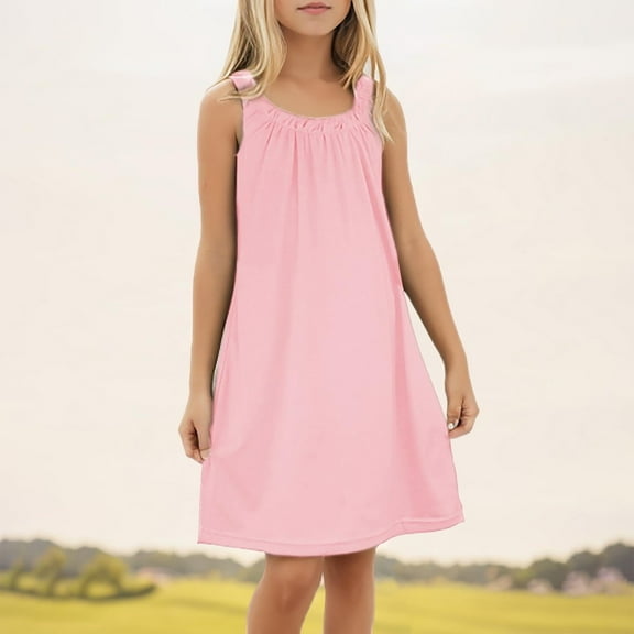 SNKSDGM Late July Flower Girl Dress Girl Dress Girl's Beach Swim Cover Up Summer Sleeveless Tank Dresses 7-8 Years