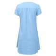 thumbnail image 5 of Summer Dresses for Women 2022, Women's Shift Dress V-Neck Short Sleeve Cotton Line Dresses Solid Color Loose Fit T-Shirt Tunic Short Dres, 5 of 8